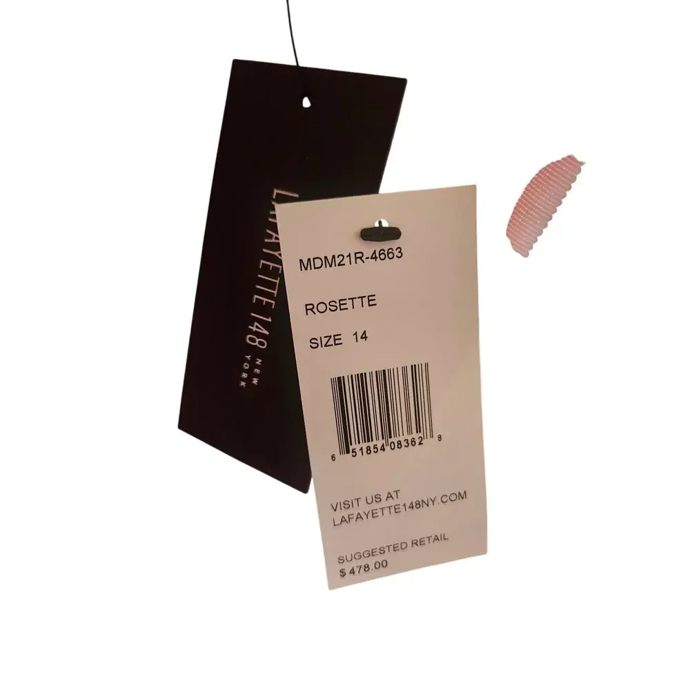 Lafayette 148 Pink Rosette Shift Dress Sz 14 Zip Up 55% Silk Sleeveless NWT - Picture 8 of 9